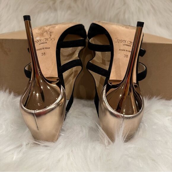 Jimmy Choo Tida Suede Cutout Sandals in Black Suede - Picture 12 of 15